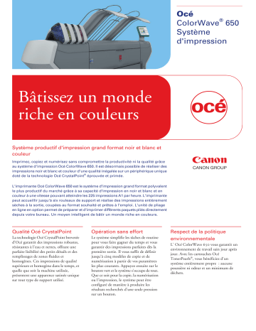 Canon OCE COLORWAVE 650 Manuel du propriétaire | Fixfr