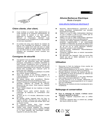 RAPID-BBQ ALLUME-BARBECUE ELECTRIQUE Manuel du propriétaire | Fixfr