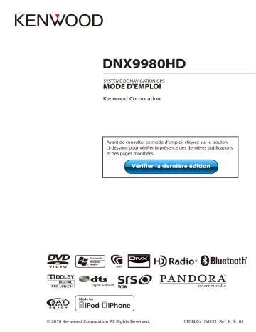 Kenwood DNX9980HD Manuel du propriétaire | Fixfr
