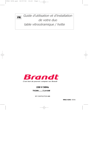 Brandt TV299XN1 Manuel du propriétaire | Fixfr
