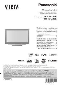 Panasonic TH-42PZ85E Manuel du propriétaire