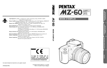 Pentax MZ-60 Manuel du propriétaire | Fixfr