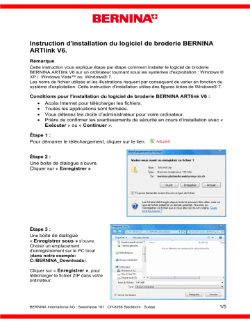 Bernina ARTLINK V6 Manuel du propriétaire | Fixfr