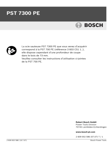 Bosch PST 7300 PE Manuel du propriétaire | Fixfr