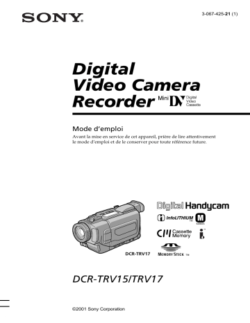 Sony DCR-TRV15 Manuel du propriétaire | Fixfr