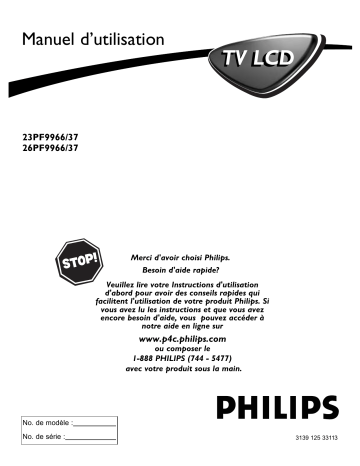 23PF9966 | Philips 26PF9966-37B Manuel du propriétaire | Fixfr