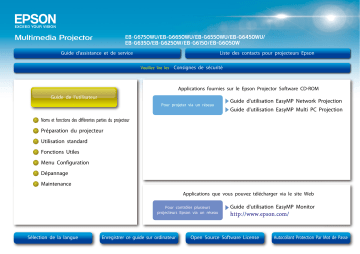 EB-G6450WU | EB-G6250W | EB-G6050W | EB-G6350 | EB-G6550WU | Epson EB-G6650WU Manuel du propriétaire | Fixfr