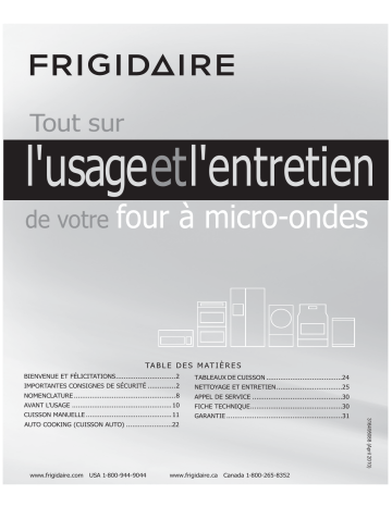 Frigidaire FFMV154CL Manuel du propriétaire | Fixfr