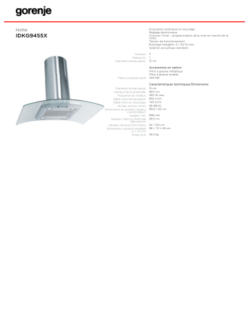 Gorenje IDKG9455X Manuel du propriétaire | Fixfr