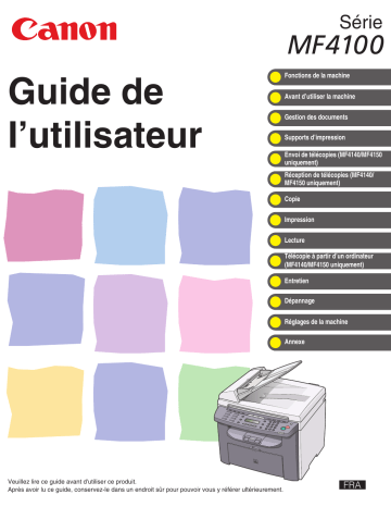 i-SENSYS MF4120 | i-SENSYS MF4150 | Canon i-SENSYS MF4140 Manuel du propriétaire | Fixfr