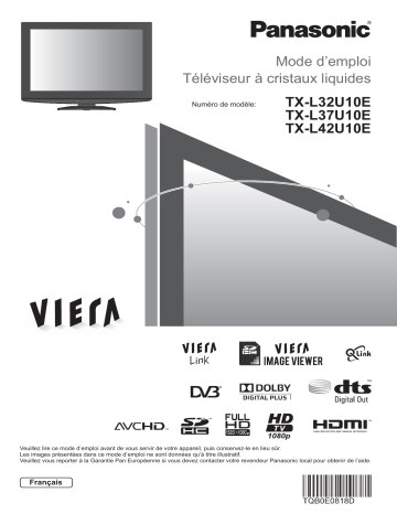 TX-L37U10E | TX-L32U10E | Panasonic TX-L42U10E Manuel du propriétaire | Fixfr