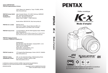 Pentax K-X Manuel du propriétaire | Fixfr
