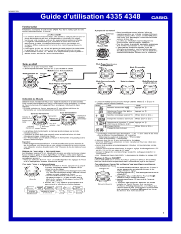 4348 | AQF 100 WD | Manuel du propriétaire | Casio 4335 Manuel utilisateur | Fixfr