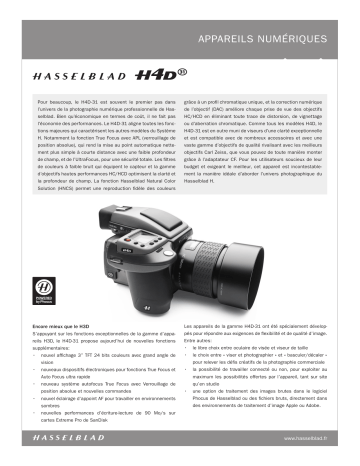 Hasselblad H4D 31 Manuel du propriétaire | Fixfr