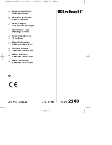 Manuel du propriétaire | EINHELL RG-EC 2240 Manuel utilisateur | Fixfr