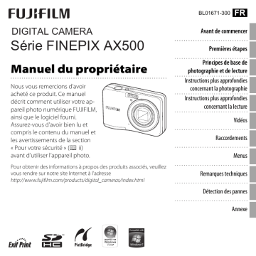 Fujifilm FINEPIX AX500 Manuel du propriétaire | Fixfr