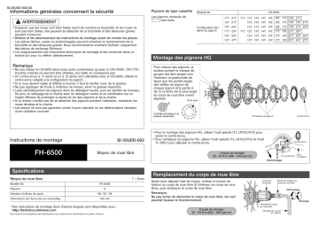 Shimano FH-6500 Manuel du propriétaire | Fixfr