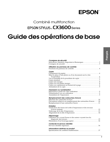 Epson STYLUS CX3600 Manuel du propriétaire | Fixfr