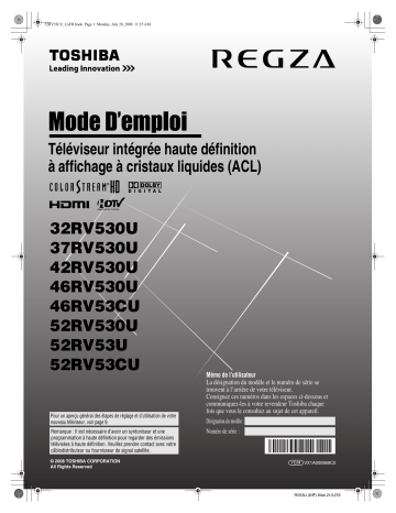 52RV53U | 42RV530U | 46RV530U | Toshiba 32RV530U Manuel du propriétaire | Fixfr