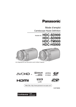 Panasonic HDC-SD900 Manuel du propriétaire