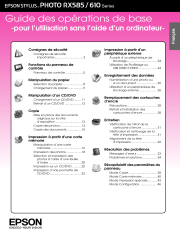 Epson Stylus Photo RX610 Manuel du propriétaire | Fixfr