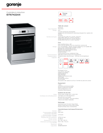 Gorenje EIT67422AX Manuel du propriétaire | Fixfr