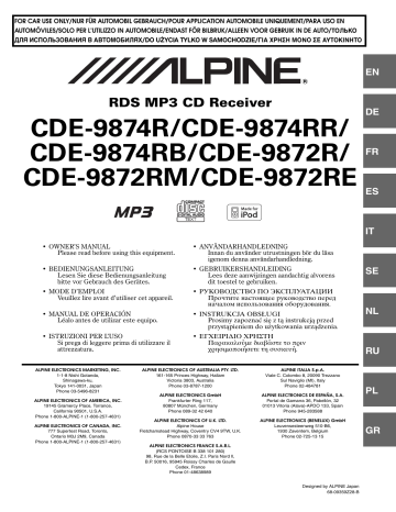 Alpine CDE-9874RR Manuel du propriétaire | Fixfr