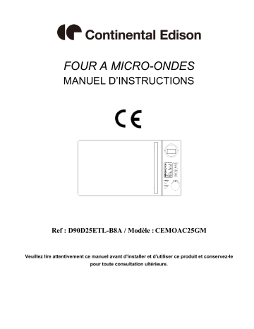 CEMOAC25GM | Manuel du propriétaire | CONTINENTAL EDISON D90D25ETL-B8A Manuel utilisateur | Fixfr