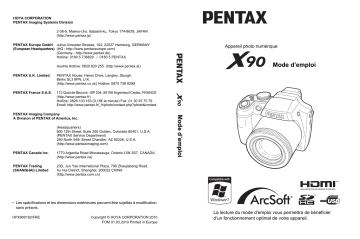 Pentax X90 Manuel du propriétaire | Fixfr