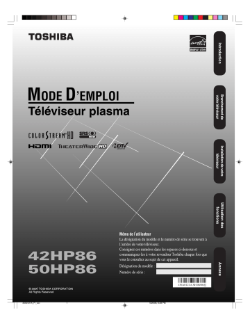 Toshiba 50HP86 Manuel du propriétaire | Fixfr
