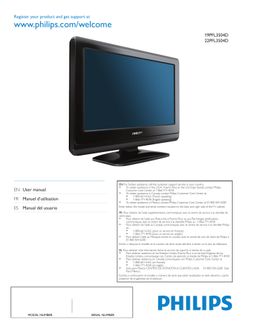 22PFL3504D | Philips 19PFL3504D Manuel du propriétaire | Fixfr