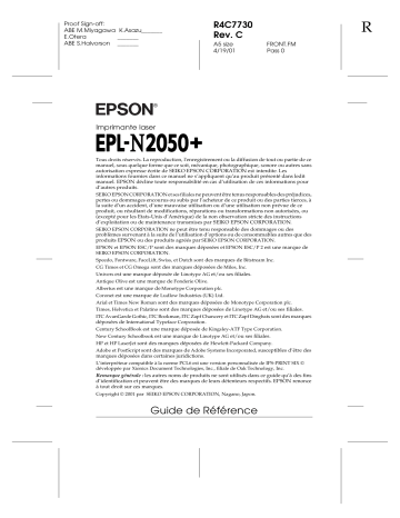 Epson EPL-N2050+ Manuel du propriétaire | Fixfr