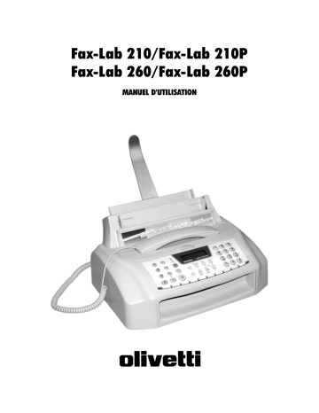 FAX LAB 210 | FAX LAB 210P | FAX LAB 260P | Olivetti fax lab 260 Manuel du propriétaire | Fixfr