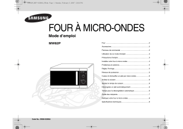 Samsung MW82P Manuel du propriétaire | Fixfr