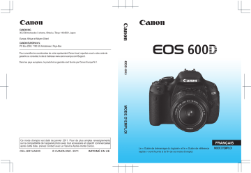 Canon EOS 600D NU Manuel du propriétaire | Fixfr