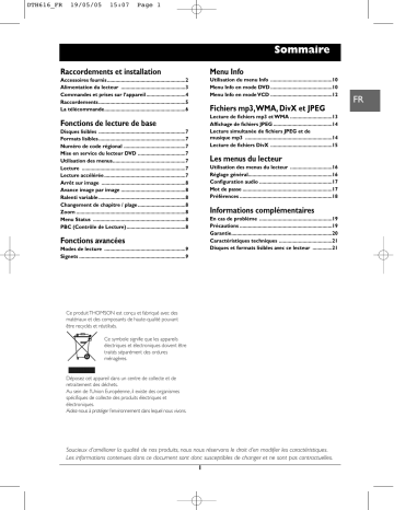 Thomson DTH616 Manuel du propriétaire | Fixfr