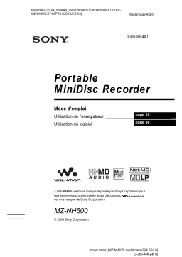 Sony MZ-MH600 Manuel du propriétaire