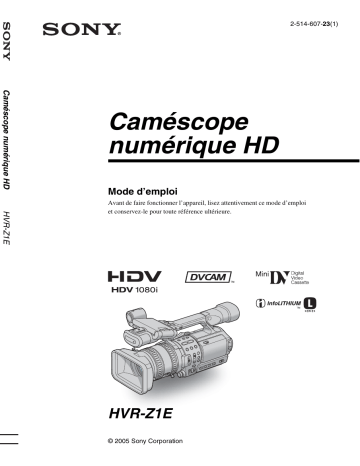 Sony HVR-Z1E Manuel du propriétaire | Fixfr