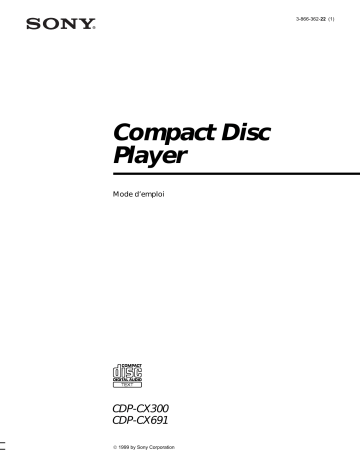 CDP-CX300 | Sony CDP-CX691 Manuel du propriétaire | Fixfr
