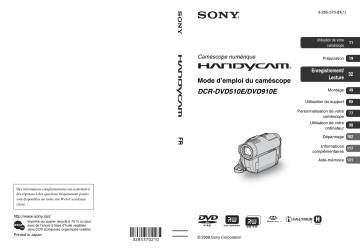 DCR-DVD510E | Sony DCR-DVD910E Manuel du propriétaire | Fixfr