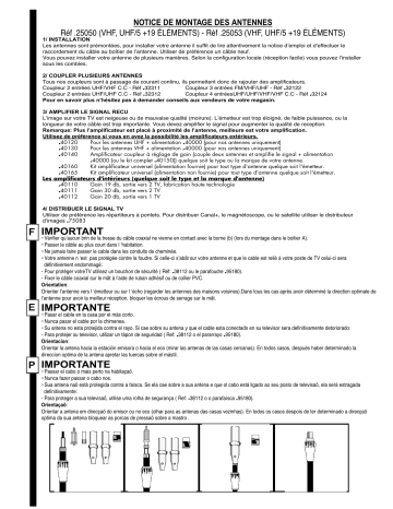 Manuel du propriétaire | Metronic EXTERIEURE VHF UHF5 19 ELEMENTS Manuel utilisateur | Fixfr