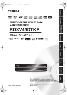 Toshiba RD-XV49DTKF Manuel du propriétaire