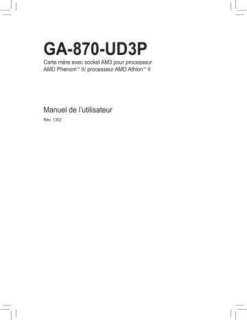 Gigabyte GA-870-UD3P Manuel du propriétaire | Fixfr
