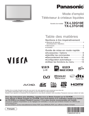 TX-L37G10E | Panasonic TX-L32G10E Manuel du propriétaire | Fixfr