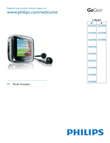 Philips SA2925A Manuel du propriétaire | Fixfr
