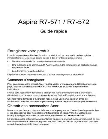 Acer Aspire R7-571G Manuel du propriétaire | Fixfr