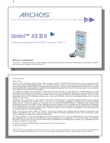 Archos Gmini XS100 Manuel du propriétaire | Fixfr