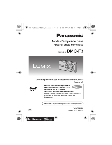 Panasonic LUMIX DMC-F3 Manuel du propriétaire | Fixfr