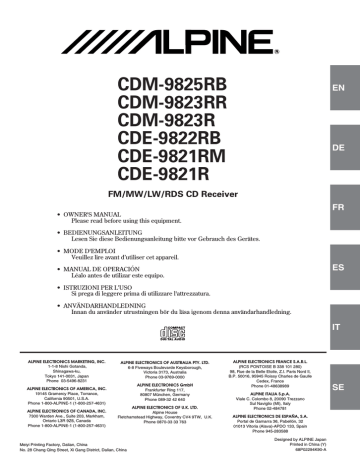 CDE-9822RB | CDM-9825RB | CDM-9823RR | Alpine CDM-9823R Manuel du propriétaire | Fixfr