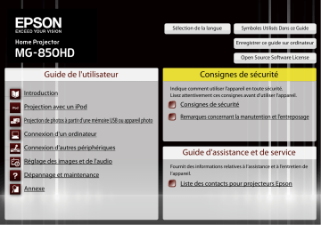 Epson MG-850HD Manuel du propriétaire | Fixfr